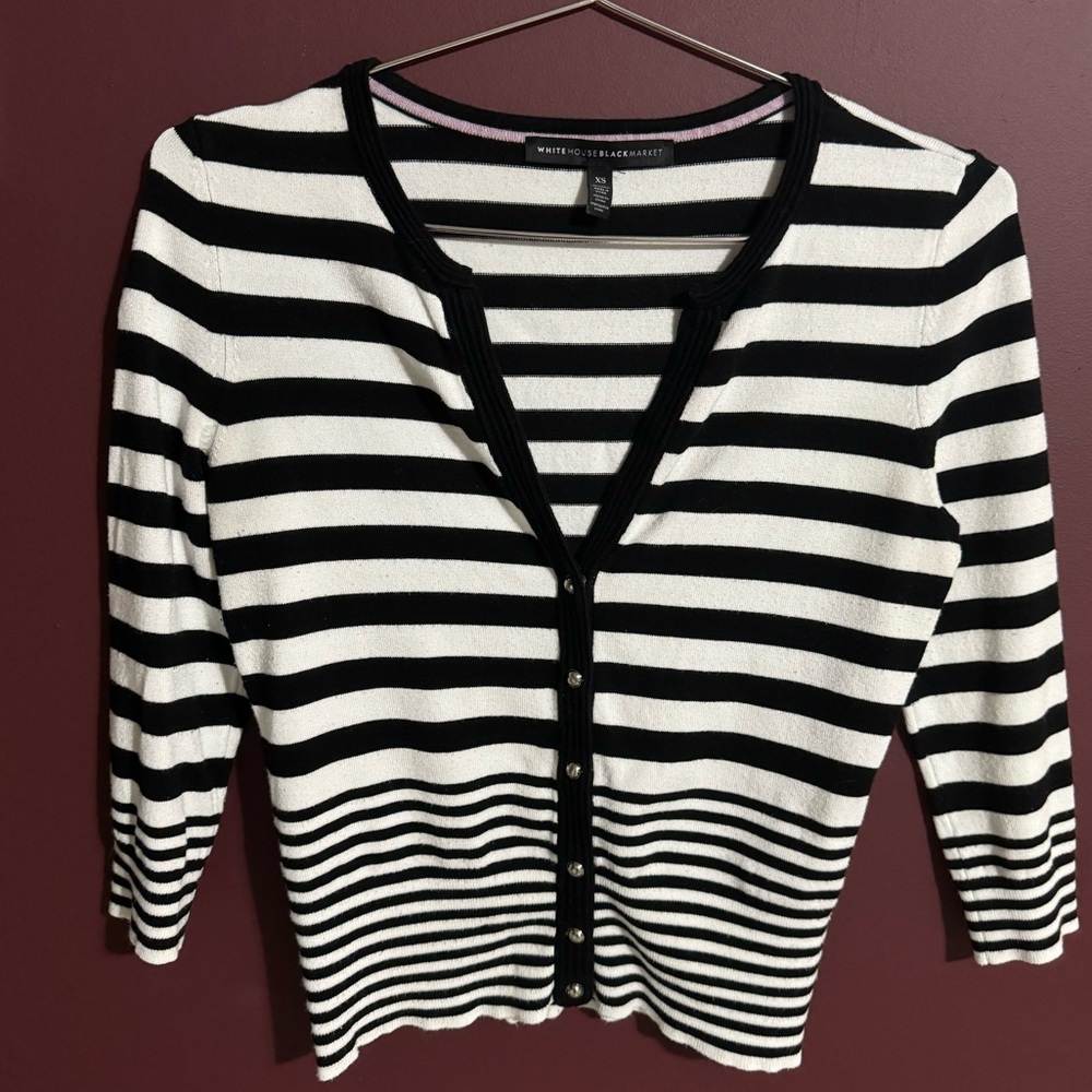WHBM Striped Cardigan Top